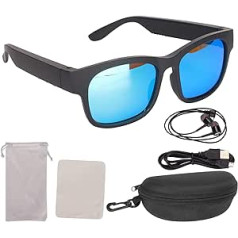 Viedās audio brilles, polarizētās saulesbriļļu lēcas, Bluetooth audio viedbrilles, polarizētās lēcas, 2 mikrofoni, skaidri zvani, balss vadība, lietotne (telpas zila)