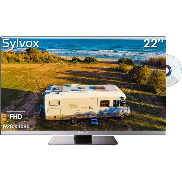 SYLVOX TV 12V 1080P LED-Fernseher | 48,25 MHz–863,25 MHz Frekvences | FM radio funkcija | Knackiges Bild un fesselnder Ton DVB-C/T2/S2 CI+| eingebauter DVD atskaņotājs| Miega taimeris | EPG