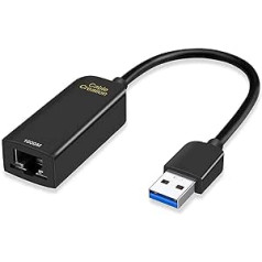 USB 3.0 LAN adapteris, CableCreation USB uz RJ45 10/100/1000 Mbit/s Gigabit Ethernet adapteris, USB 3.0 tīkla kabelis saderīgs ar MacBook, Xiao Mi Box, Switch (NS), PC, melns