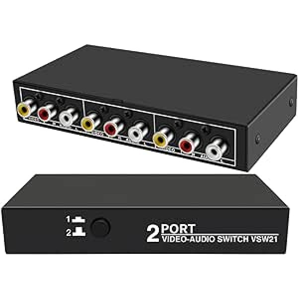 RCA slēdzis 2 in 1 Out Composite Video L/R Audio Selector Box 2X1, BolAAzuL 2-way RCA Switcher — 2 Port AV Selector Switch — Plug & Play Wii PS2 Xbox DVD STB HDTV