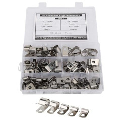 Kabelklemmen-Sortimentsset, Kabelklemme aus Edelstahl, 80 Stück, R-Typ-Clip, Kabelklemmen-Set, Hardware-Teile, Edelstahl 304, Beständig, 6 Bis 16 mm