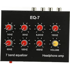 7 Band Car Audio Equalizer, Audio Equalizer Car Digital Equalizer with 3.5 mm Auxiliary Input RCA Output 12 dB High Bass Adjustment Dual Channel, DC5 V to 12 V