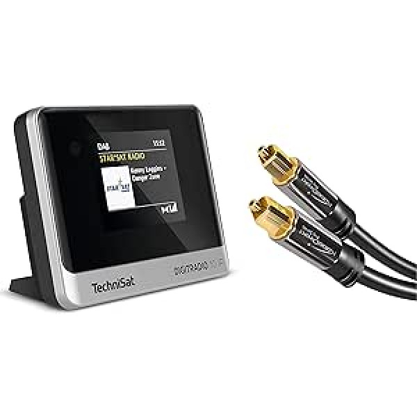 TechniSat DIGITRADIO 10 IR - DAB+ and Internet Radio Adapter (WLAN, Colour Display, Bluetooth, Remote Control, Alarm Clock) Black/Silver & KabelDirekt - Optical Cable / Toslink Cable - 2 m