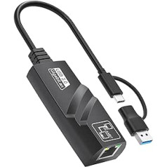 USB A/C Ethernet adapteris Gigabit Speed MacBook, iPad Pro un citiem RJ45 LAN adaptera draiveriem, 10/100/1000Mbps RJ45 tīkla adapteris izcilai savienojamībai