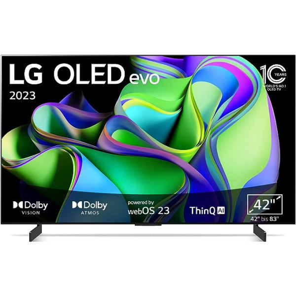 LG OLED42C37LA televizors 106 cm (42 collu) OLED evo TV (viedtelevizors, filmu veidotāja režīms, 120 Hz), modeļa gads 2023.