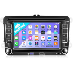 CAMECHO Android 10 automašīnas radio ar satelīta navigācijas ierīci VW Golf 5 Golf 6, dubultā DIN radio ar 7 collu ekrānu/Bluetooth brīvroku zvanu/spoguļa saiti/WiFi/FM/stūres vadību/USB + Canbus