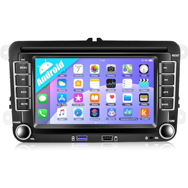 CAMECHO Android 10 automašīnas radio ar satelīta navigācijas ierīci VW Golf 5 Golf 6, dubultā DIN radio ar 7 collu ekrānu/Bluetooth brīvroku zvanu/spoguļa saiti/WiFi/FM/stūres vadību/USB + Canbus