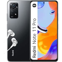 Xiaomi Redmi Note 11 Pro, viedtālrunis + austiņas, 6 + 64 GB mobilais tālrunis bez līguma, 6,67 collu 120 Hz FHD + AMOLED displejs, 67 W turbo uzlāde, 108 MP kamera, grafīta pelēka (DE versija, Amazon