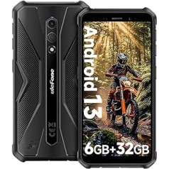 Ulefone Armor X12 Outdoor Mobile Phone, 6GB + 32GB/256GB SD viedtālrunis bez līguma, Android 13 Go, 4860mAh 13MP + 8MP 5,45 collu HD+ 4G Dual SIM IP68 Ūdensizturīgs triecienizturīgs sejas ID NFC GPS 2 gadi