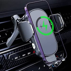 Lekente Qi 15W ātrs bezvadu lādētājs automašīnas mobilā tālruņa turētājs ar uzlādes funkciju automātiska sensora indukcijas uzlādes stacija savietojams ar visiem iPhone 13/15/12/14 Pro Max Samsung
