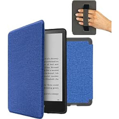 MyGadget futrālis Amazon Kindle Paperwhite 11. paaudzei (no 2021. gada — 6,8 collas) ar rokas siksnu un automātiskās miega/pamošanās funkciju — pārvelkams futrālis tumši zilā krāsā