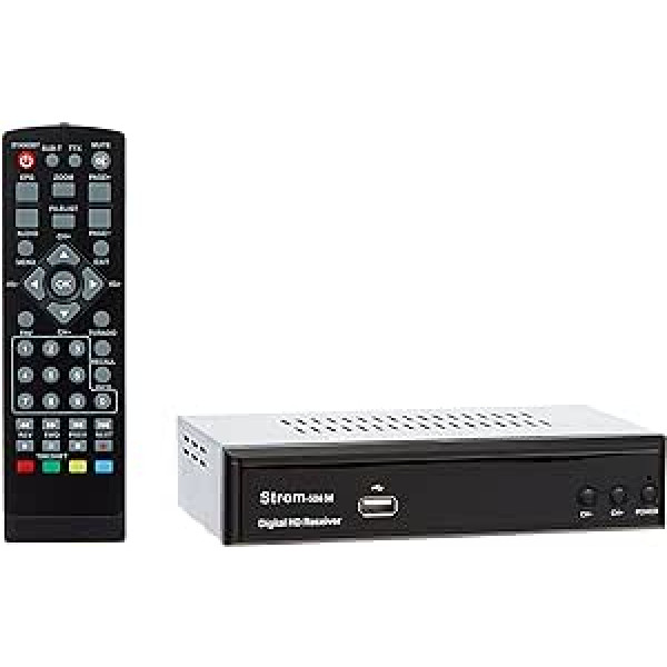 hd-line Strom 506 DVBT-2 uztvērējs Digitālais DVBT/T2 uztvērējs - saderīgs mājas kinozāles - (HDMI 2.0, SCART, USB 2.0, Full HD 1080P) HEVC/H.265 - H.264 / MPEG2 - MPEG4 automātiskā instalēšana melns