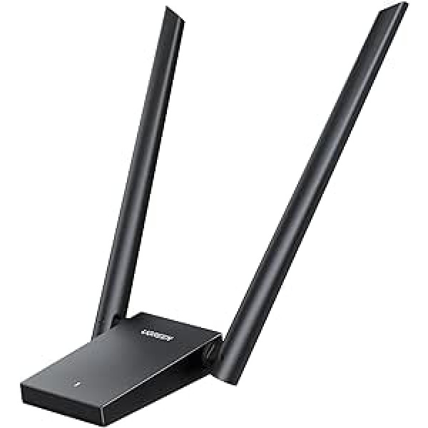 UGREEN AX1800 WLAN adapteris WiFi 6 USB 3.0 adapteris Dual 5dBi antenas ar Super Wall caurlaidību un divjoslu (5GHz/2.4GHz) operētājsistēmai Windows 10/11