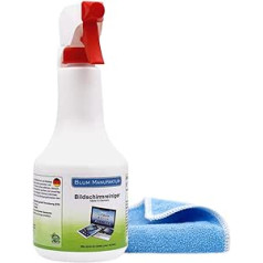 Blum Screen Cleaner 500 ml + Microfibre Cloth 40 x 40 cm Perfect Cleaning of All Screens and Displays Streak-free without streaks