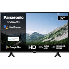 Panasonic TX-32MSW504, 32 collu HD LED Smart 2023 televizors, Android TV, telpiskā skaņa, Google asistents, Chromecast ierīce, gaišais panelis, HD krāsu dzinējs, melns