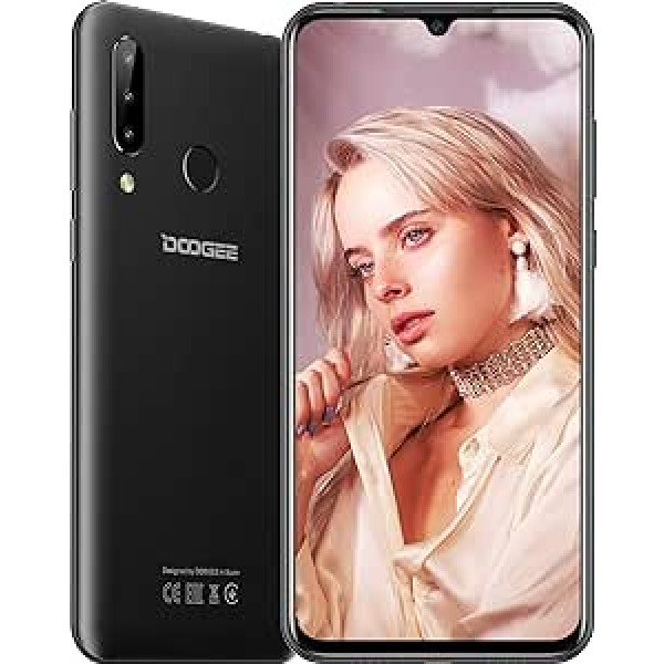 Viedtālrunis ar divām SIM kartēm DOOGEE N20 bez līguma, 4G globālās versijas Android 9.0 mobilais tālrunis, 6,3 collu FHD+ Waterdrop ekrāns 4350 mAh 10 W ātra uzlāde, 4 GB + 64 GB, 16,0 MP+8,0 MP +8,0 MP kameras