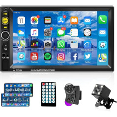 Automašīnas radio 2 DIN Bluetooth brīvroku sistēma IOS/Android Mirror Link 7 collu automašīnas radio dubultā DIN ar Bluetooth FM/USB/AUX/TF digitālo multivides uztvērēju, stūres rata vadība atpakaļgaitas kameras tālvadības pults