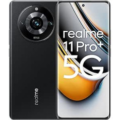 realme 11 Pro+ 5G 12+512GB viedtālrunis, 200MP OIS SuperZoom kamera, 120Hz izliekts redzamības displejs, 5000mAh masīvs akumulators, 100W Supervooc uzlāde, Astral Black