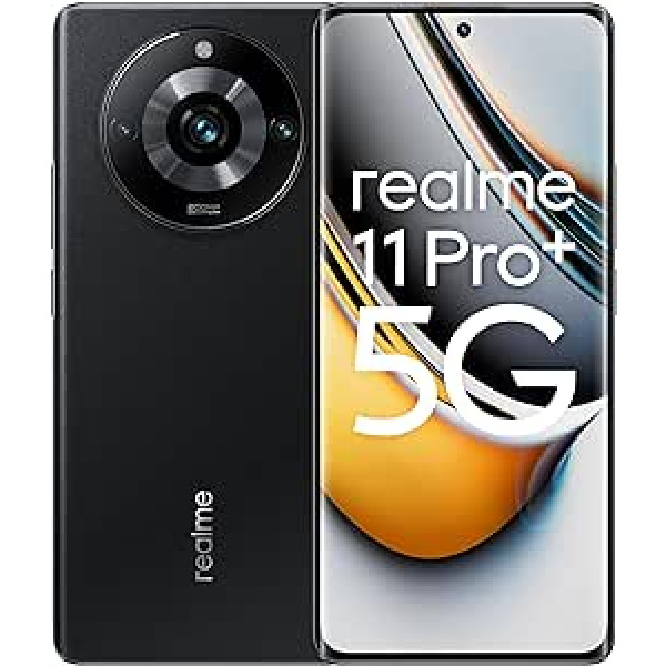 realme 11 Pro+ 5G 12+512GB viedtālrunis, 200MP OIS SuperZoom kamera, 120Hz izliekts redzamības displejs, 5000mAh masīvs akumulators, 100W Supervooc uzlāde, Astral Black