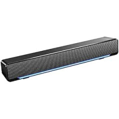 Zunate Soundbar, 3D stereo skaņas josla, 3D stereo skaņa, USB kabelis, 3,5 mm ieeja, pārnēsājama skaņas josla galddatoram, klēpjdators, televizors, viedtālrunis, planšetdators (melns)