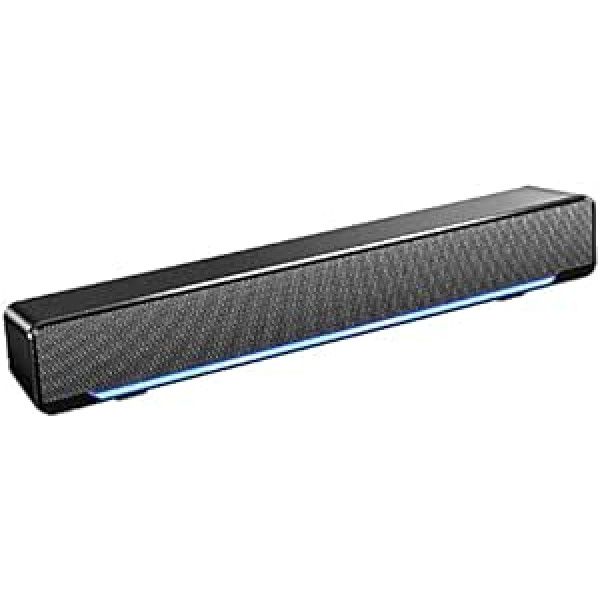 Zunate Soundbar, 3D stereo skaņas josla, 3D stereo skaņa, USB kabelis, 3,5 mm ieeja, pārnēsājama skaņas josla galddatoram, klēpjdators, televizors, viedtālrunis, planšetdators (melns)