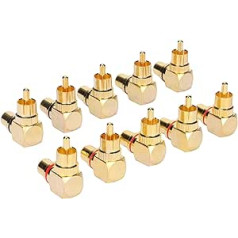 Annadue 90 grādu RCA adapteris, 5 pāru RCA adapteris, no vīrieša uz sievišķo, taisnleņķa RCA adapteris, apzeltīts