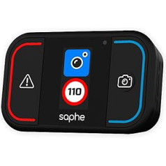 Saphe Drive Mini ātruma kameras signalizācija automašīnai ar krāsainu displeju — parāda ātruma kameras, briesmas — dati no Blitzer.de — abonēšana nav nepieciešama