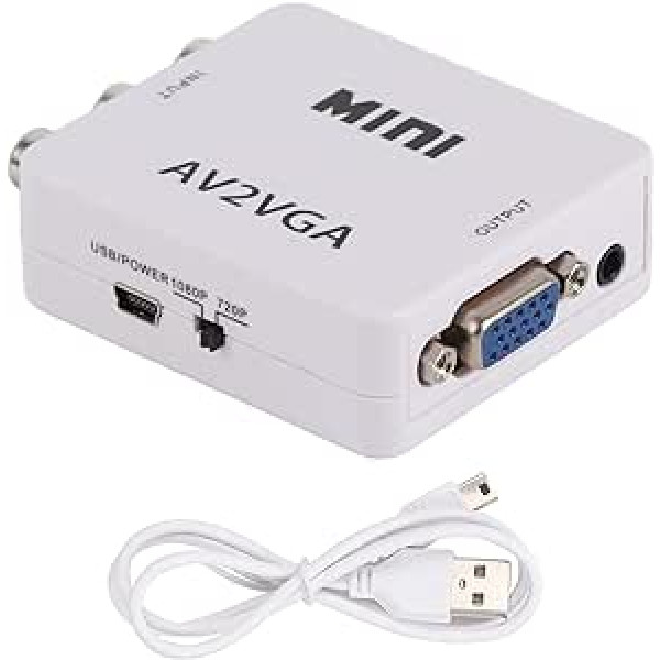 ciciglow 480P Mini AV uz VGA video audio adapteris bez jaudas pārvaldības televizora pierīces audio video pārveidotājs, automātiska izšķirtspējas noteikšana