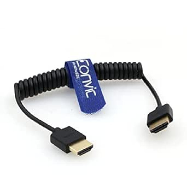 Eonvic 2.0 HDMI tinuma kabelis 4K HDMI–HDMI kabelis Ātrgaitas plāns HDMI vīrišķais–vīrišķais pagarinātāja spirālveida kabelis ierīcēm Atomos Ninja V, Sony a7siii, Portkeys BM5 monitoram