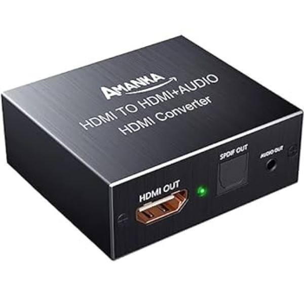 AMANKA HDMI audio nosūcējs, HDMI audio pārveidotājs audio sadalītājs 4K HDMI uz HDMI + optiskais/Toslink audio adapteris ar 3,5 mm stereo HDMI audio ekstraktoru HDTV/PS4/Blu-ray DVD/pastiprinātājam utt.