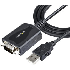 StarTech.com 1 m USB uz RS232 adapteris ar COM atmiņu, DB9 vīrišķais RS232–USB pārveidotājs, USB uz seriālo adapteri PLC/printerim/skenerim, produktīvs mikroshēmojums — Windows/Mac (1P3FPC-USB sērija)