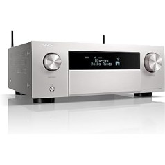 Denon AVC-X4800H 9.4 kanālu AV uztvērējs, pastiprinātājs ar Auro-3D, Dolby Atmos, DTS:X, 6 collu 8K ieejas un 3 izejas, Bluetooth, Airplay 2, HEOS Multiroom, saderīgs ar Alexa, sudraba krāsa