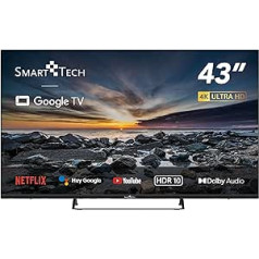 SMART TECH 4K UHD Smart TV Google OS 43 Inch (109 cm) Wi-Fi, Bluetooth, Google Assistant, Netflix/YouTube/Prime Video, HbbTV 43UG10V3