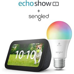 Echo Show 5 (3. Gen.) | Anthrazit + Sengled LED-Smart-Glühbirne (E27), Funktionert mit Alexa - Smart Home-Einsteigerpaket