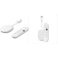 Chromecast ar Google TV (HD) Snow un Chromecast ar Google TV (HD) Snow — straumējiet izklaidi savā televizorā, izmantojot tālvadības pulti ar balss atpazīšanu — skatieties filmas un TV pārraides