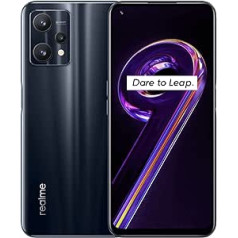 realme 9 Pro+ 5G viedtālrunis bez līguma, Sony IMX766 vadošā kamera, MediaTek Dimensity 920 5G procesors, 60 W SuperDart uzlāde, 90 Hz Super AMOLED displejs, Dual Sim, NFC, 8 + 2 56 GB. Pusnakts melns