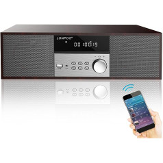 LONPOO Compact System Micro HiFi System, CD Stereo System, 40 W RMS Music System with CD Player, FM Radio, Bluetooth, AUX-IN, Headphone Output, DSP Tech, Clear Sounds and Rich Bass Sound