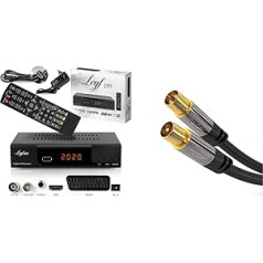 HD līnijas kabeļa uztvērējs digitālajai kabeļtelevīzijai DVB-C + HDMI kabelis (uztvērējs) un KabelDirekt antenas kabelis 2 m (aizsardzība, 75 omi, koaksiālais spraudnis > koaksiālais savienojums)