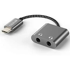 Cubilux USB C austiņu sadalītājs diviem, C tips līdz 2 x 3,5 mm ligzdas sadalītājs, 2 virzienu audio sadalītājs iPad 10, iPad Pro/Air 5 4/Mini 6, Samsung S21/S20 Ultra Note 20/10, Tab S8, S7, S6 Pixel 7/6 Pro