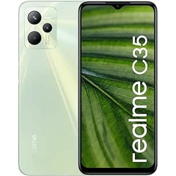 realme C35 4+64GB spilgti zaļa 4G bez SIM atbloķēšanas viedtālrunis 50MP AI trīskārša kamera 6,6 collu FHD displejs 8,1mm īpaši plāns 5000mAh akumulators