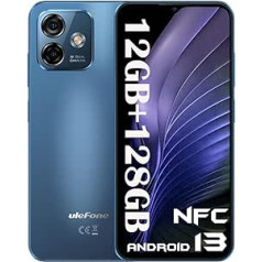 Ulefone Note 16 Pro NFC viedtālrunis bez līguma 12 GB + 128 GB 50 MP kamera Android 13 mobilais tālrunis bez līguma astoņkodolu 6,52 collu HD+ 4400 mAh, 4G divu SIM karti, bez Simlock mobilā tālruņa GPS OTG