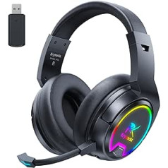 Krysenix PG4 RGB Wireless Gaming Headset for PS4 PS5 PC - 2.4GHz 7.1 Surround Sound Gaming Headphones with AI Removable Noise Cancelling Microphone for Laptop, Switch, Mac (Black)