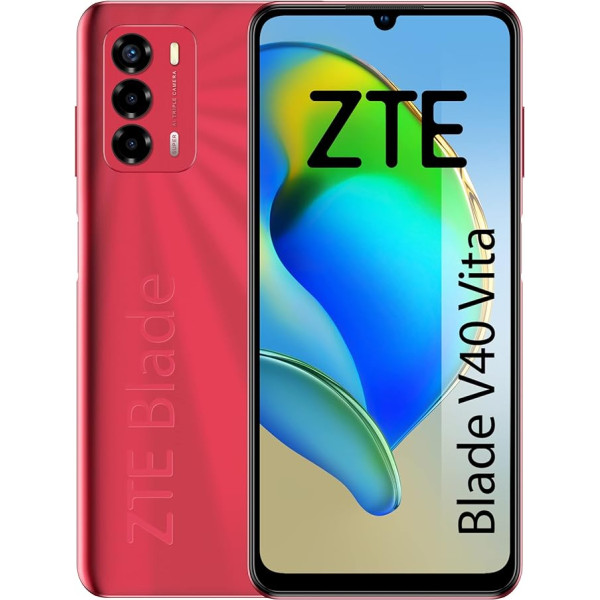 ZTE Blade V40 Vita Smartphone 6.74 Inch HD + 90 Hz, 4 GB RAM, 128 GB Memory, 5130 mAh, Fast Charge 22.5 W, Triple Camera 48 MP, NFC, Red