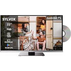 SYLVOX 22 Zoll Smart TV für Wohnmobile|DVD Play Eingebaut|Google Play|Chromecast| |HBBTV|DC 12V Android 11 Fernseher | 1080P| ATV DTV| Äußerst schmale Lünette| Ideāls Wohnmobile Wohnzimmer