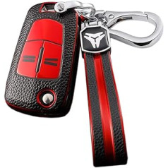 HIBEYO Flip Key automašīnas atslēgas futrālis atbilst Opel atslēgu korpusa aizsargvāciņam Vauxhall Corsa Astra Vectra Zafira Antara Mokka Tigra B tālvadības pults atslēgas futrālis TPU ādas tekstūra sarkana