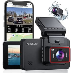 Kingslim 4K Dual Car Dash Cam ar WiFi GPS, 170°FOV Dash Cam automašīnām ar Starvis sensoru, 3 collu IPS skārienekrāns, G-sensors, cilpas ierakstīšana, atbalsts Max 256GB D4, melns