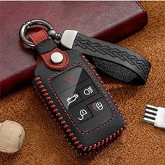 ontto Automašīnas atslēgas korpusa atslēgas vāciņš der Land Rover Range Rover Evoque Velar Discovery 5 Jaguar E-Pace 2018-2022 tālvadības pults Key Fob Ādas atslēgas futrālis Auto piederumi-B Melns