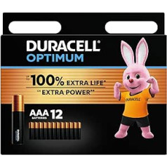 Duracell Optimum AAA mikrosārma baterijas 1,5 V LR03 MX2400 — iepakojumā ir 12