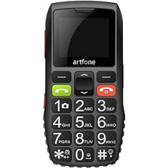 artfone C1 vecākais mobilais tālrunis bez līguma | Mobilais tālrunis ar divām SIM kartēm ar avārijas zvana pogu | Pensionārs Mobilais telefons Lielās pogas | 2G GSM mobilais tālrunis | Mobilais tālrunis ar lielu pogu ar lādētāju