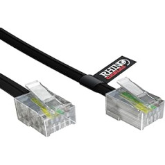 rhinocables Ātrgaitas RJ11 ADSL Kabelis Augstākās kvalitātes svina ātrgaitas spraudnis BT interneta platjoslas modema maršrutētāja tālruņa vads (7,5 m, melns)